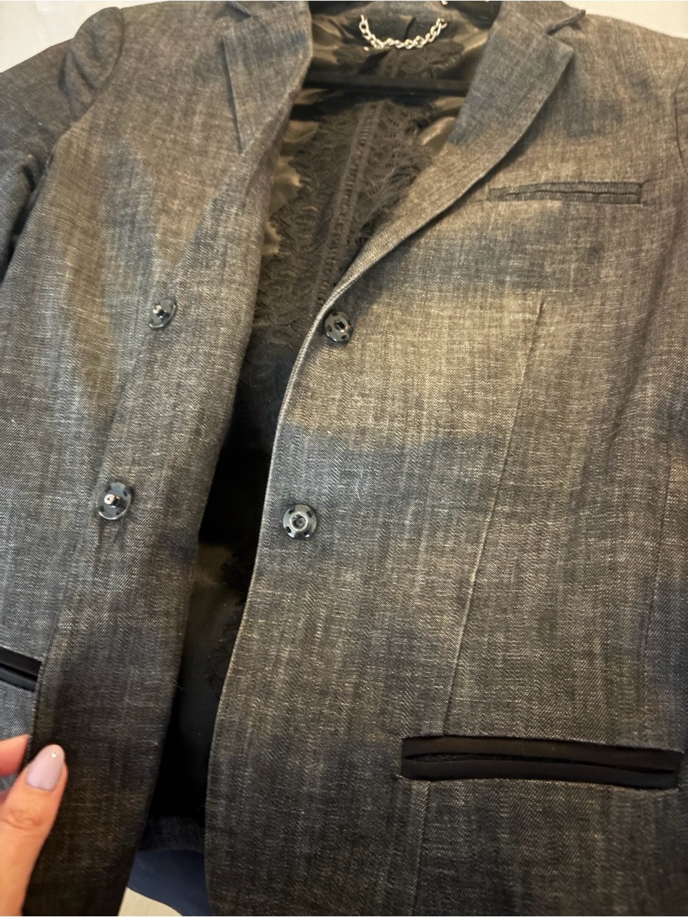 Poleci Gray Jacket with Black Trim